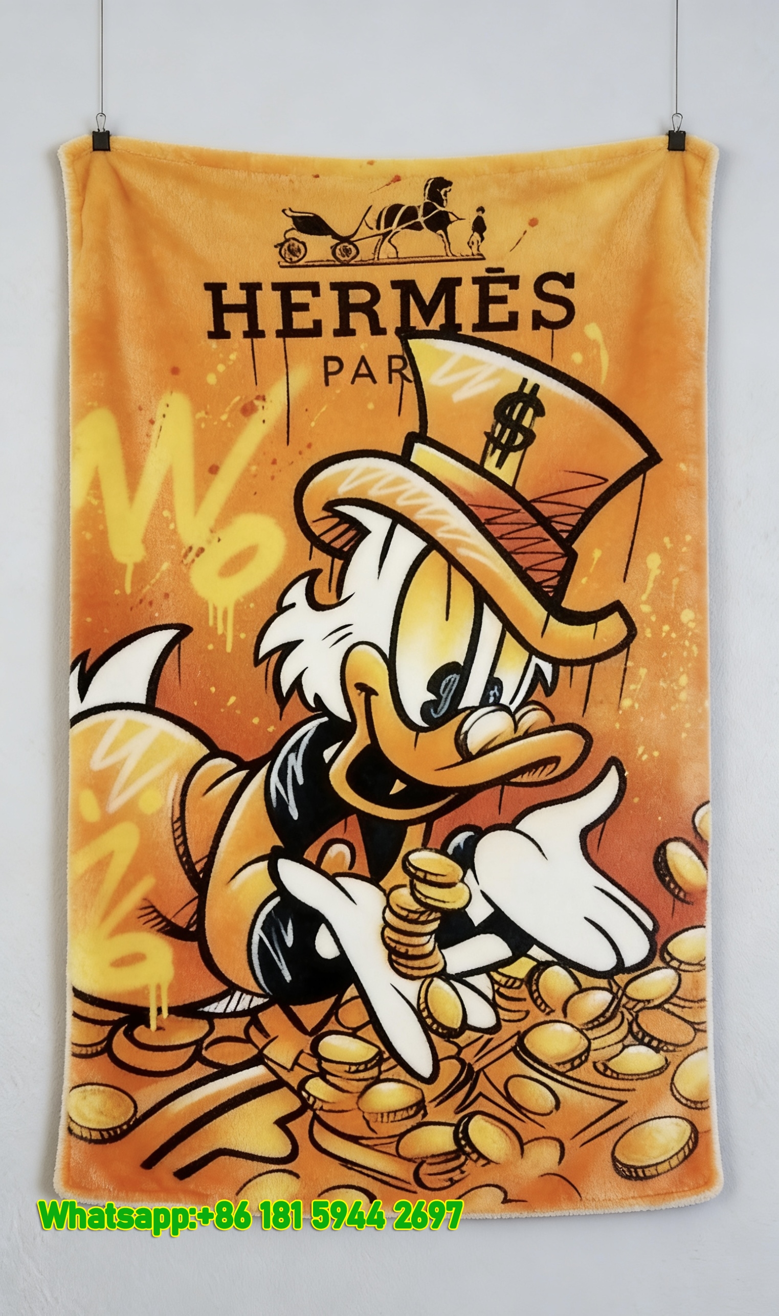Scrooge McDuck Gold Coins Hermès Flannel Sofa Throw Blanket IMG_5356